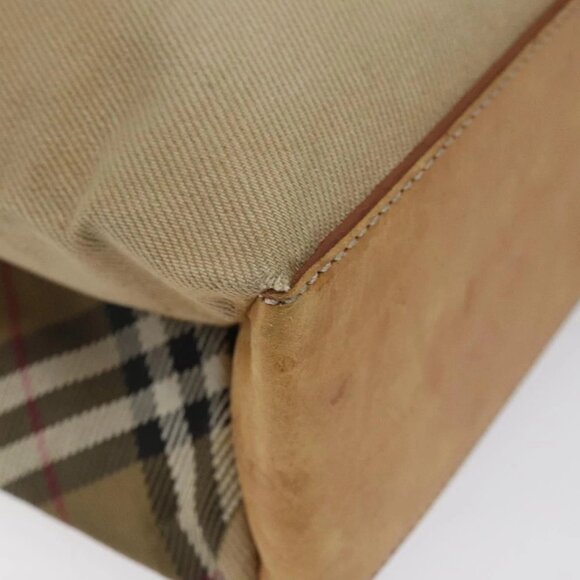 Burberrys Nova Check Blue Label Hand Bag Canvas Brown Auth ti2966 - Picture 4 of 16